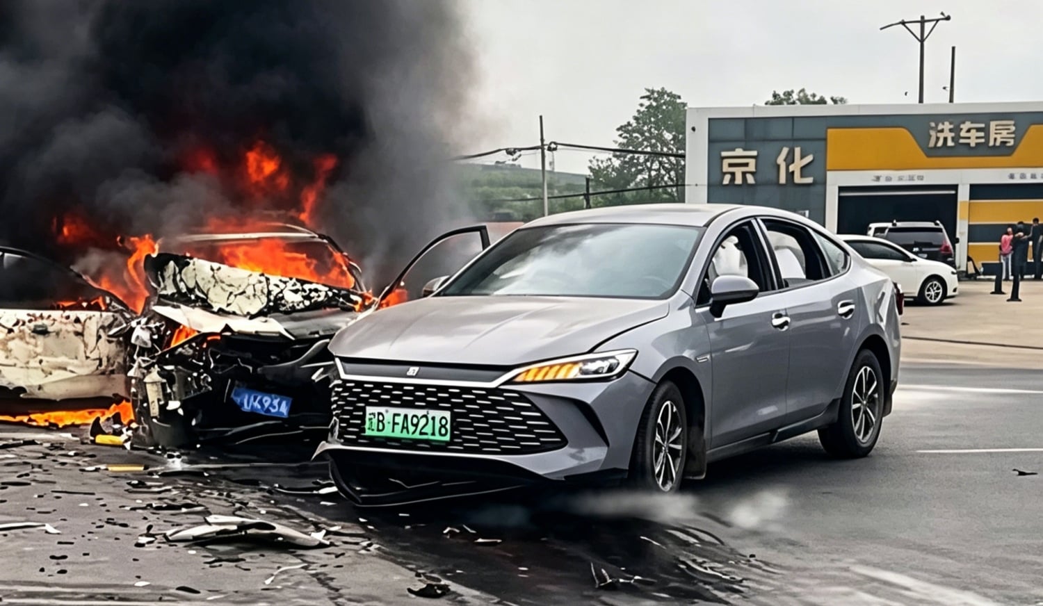 BYD Qin L PHEV breaks electric fire stereotype as Mazda 3 ignites