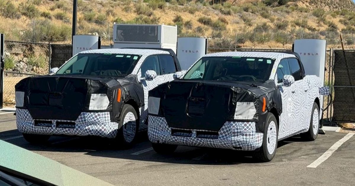 Ford’s new EV pickup caught at a Tesla Supercharger