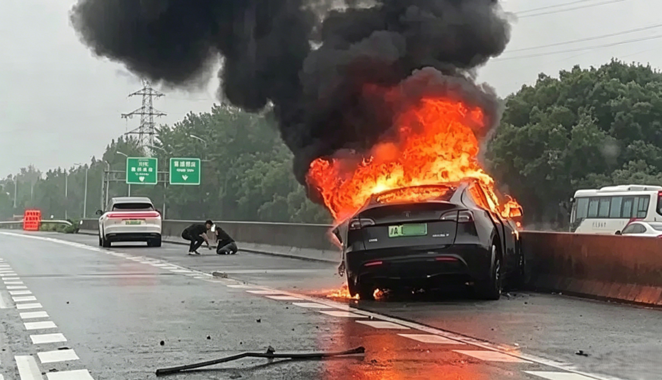 Tesla Model Y ignites after highway crash, Li Auto owner rescues trapped driver in China