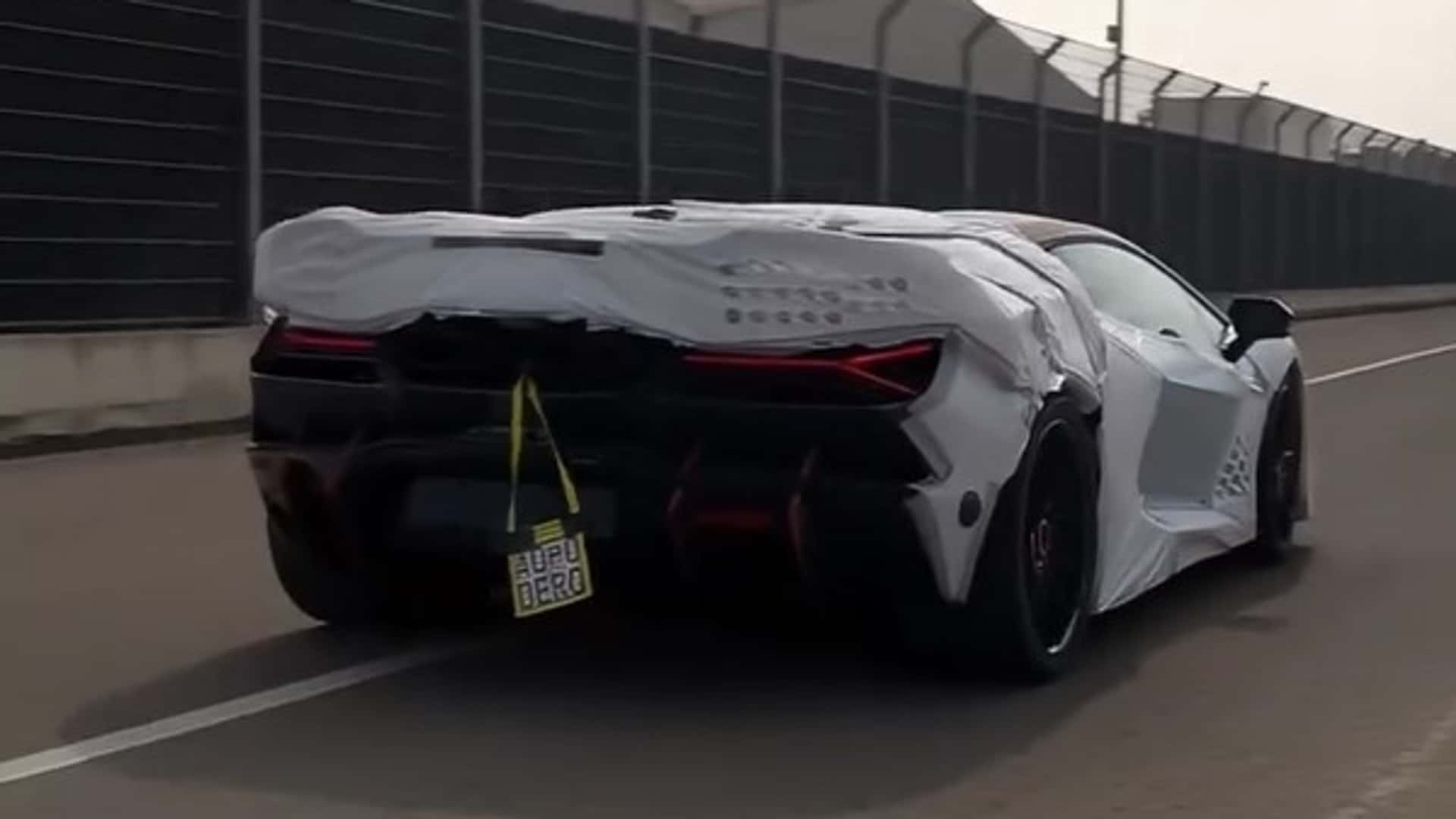 Lamborghini Revuelto SV Spied With License Plate Dangling From The Rear